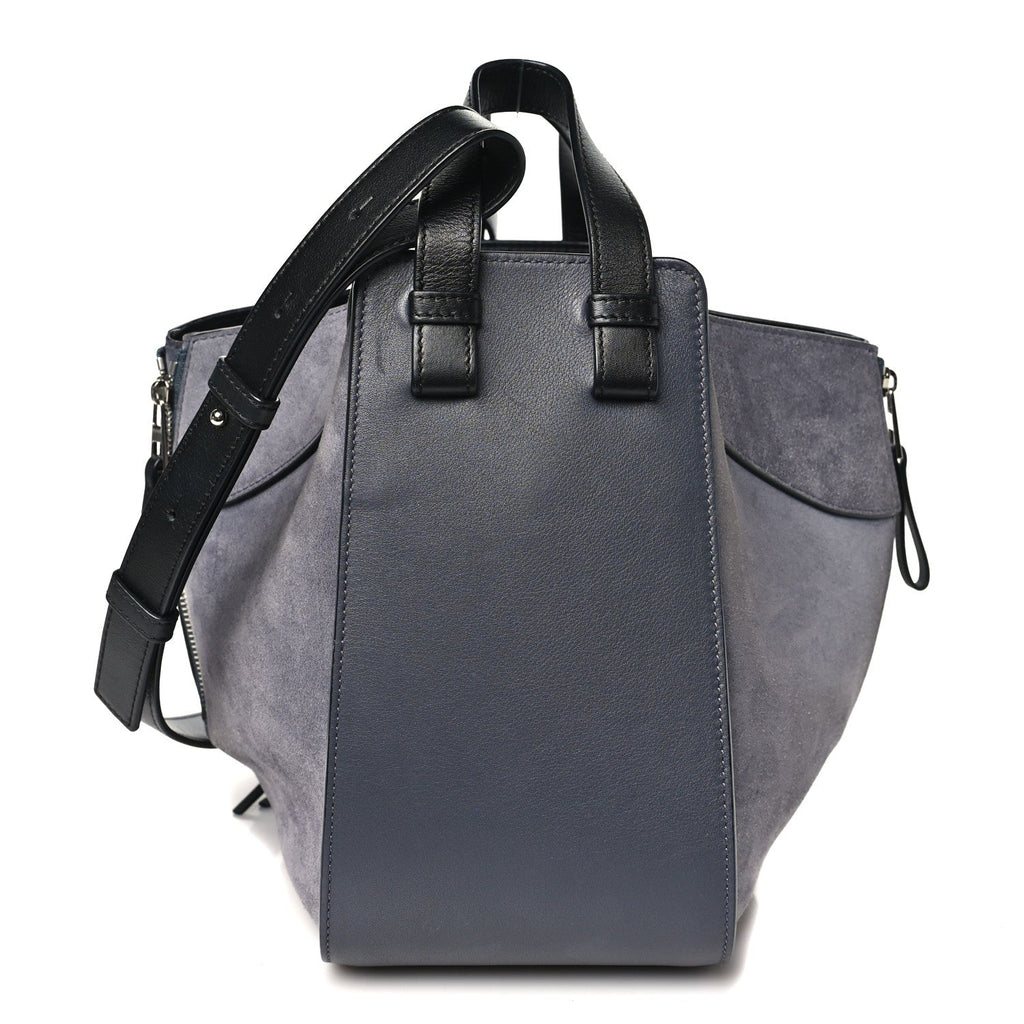 Loewe Calfskin Suede Medium Hammock Shoulder Bag Grey Black