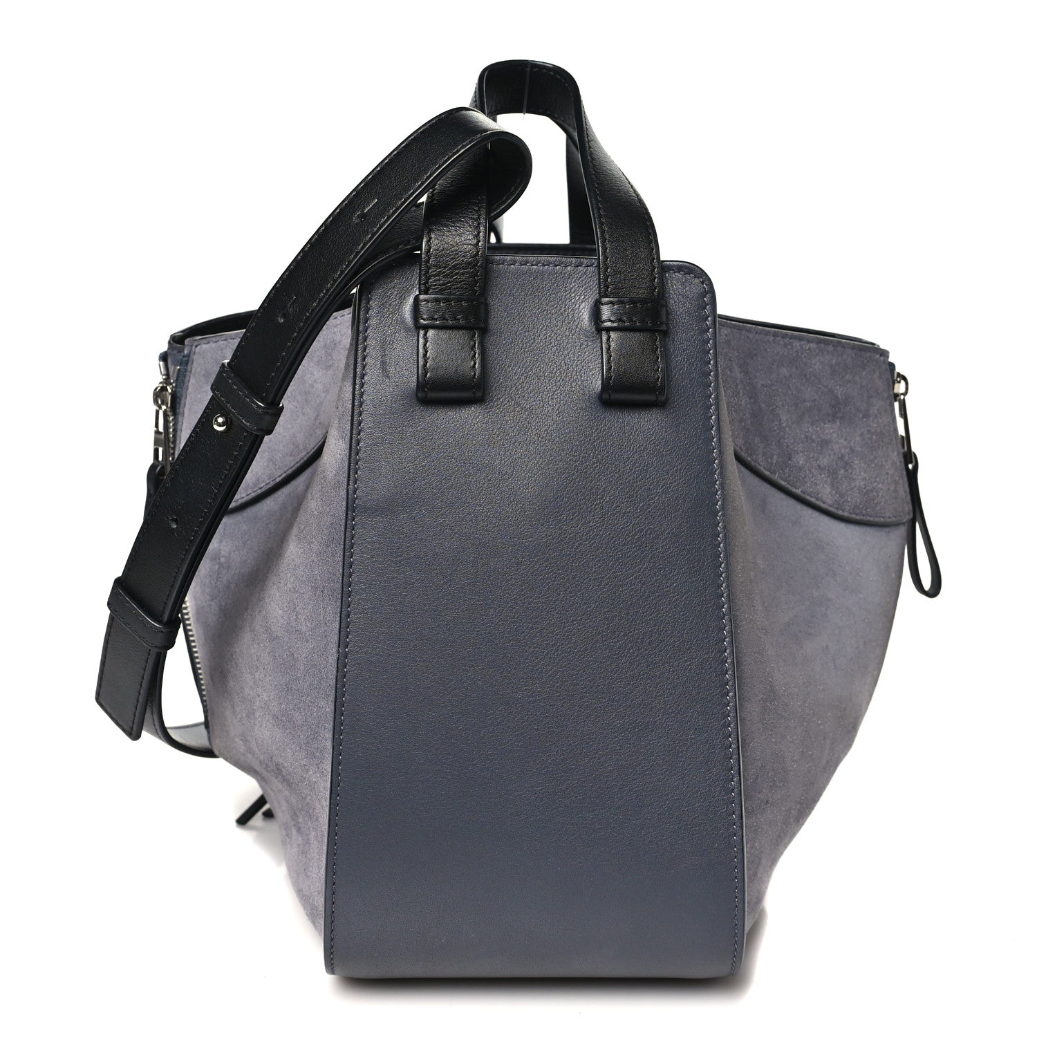 Loewe Calfskin Suede Medium Hammock Shoulder Bag Grey Black