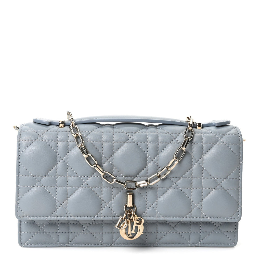 Dior Lambskin Cannage Mini My Dior Top Handle Clutch Cloud Blue