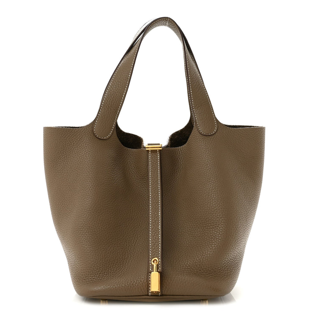 Hermès Taurillon Clemence Picotin Lock 22 MM Etoupe