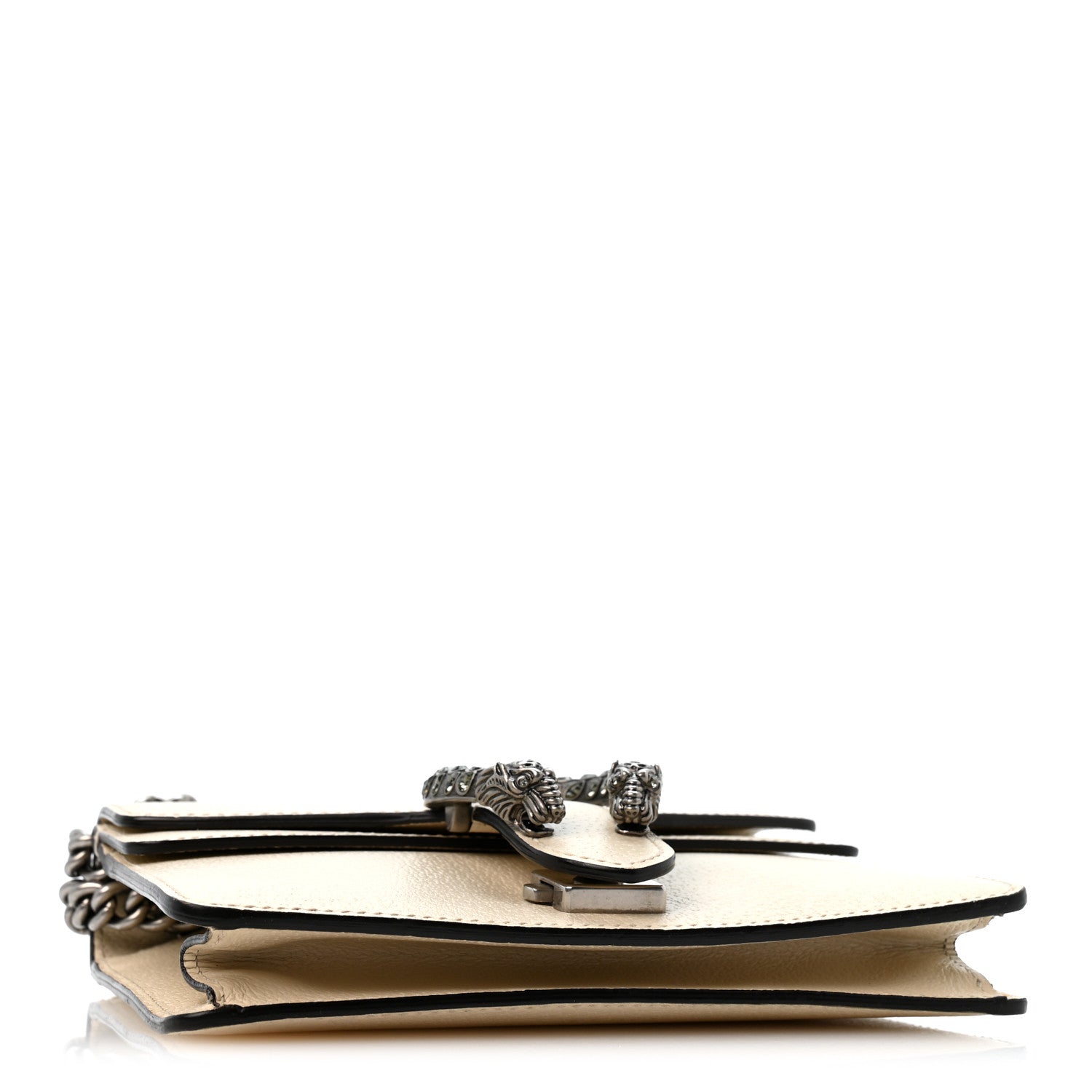 Gucci Textured Calfskin Crystal Mini Dionysus Shoulder Bag Mystic White