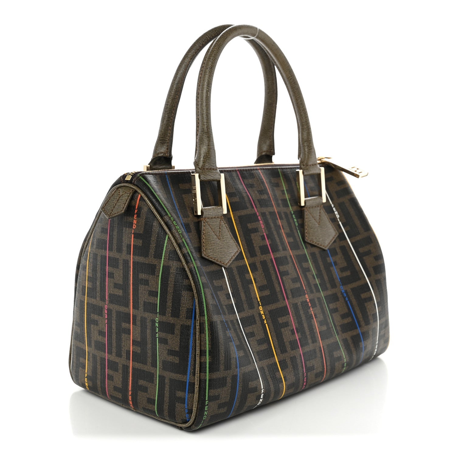 Fendi Zucca Spalmati Striped Boston Tobacco Multicolor