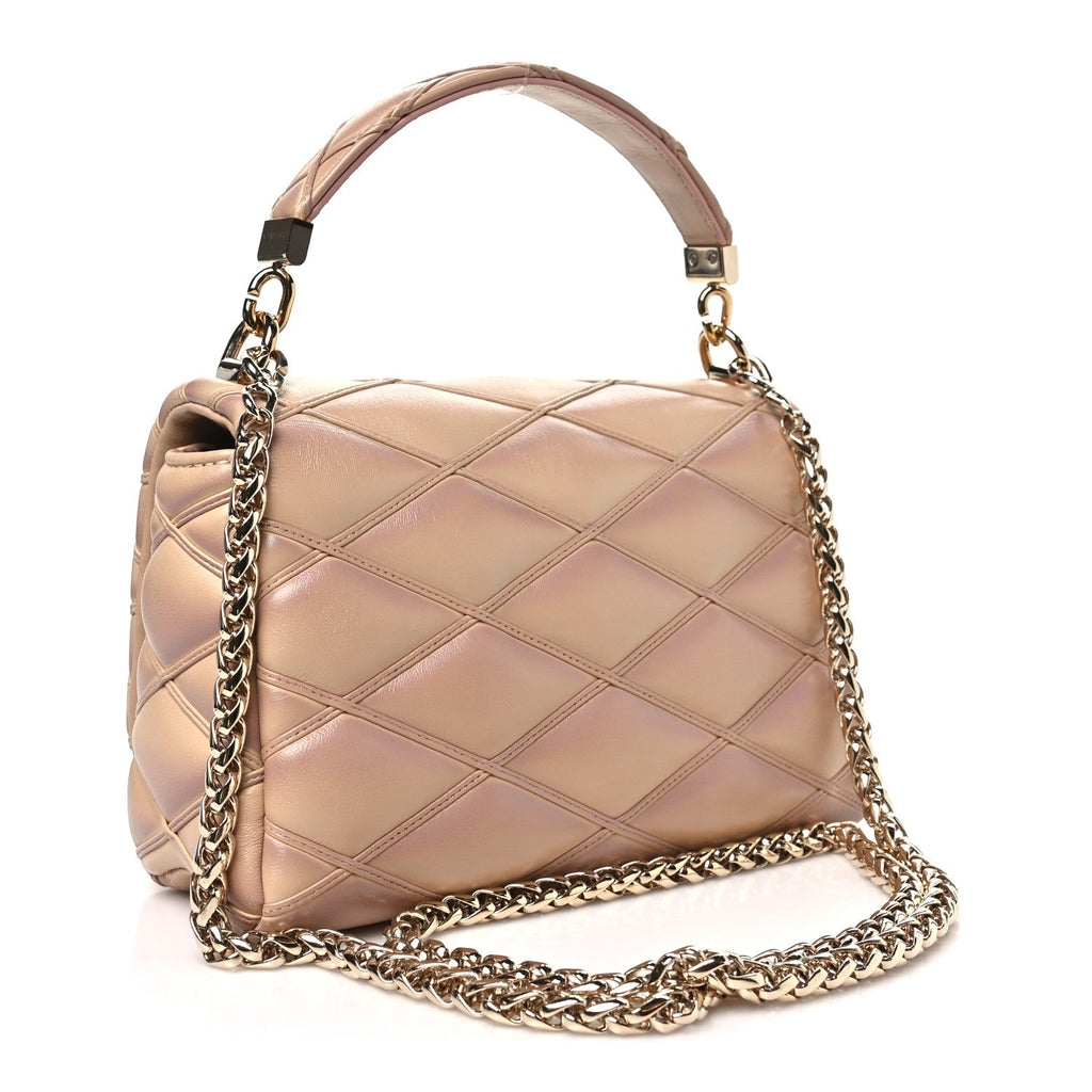 Louis Vuitton Lambskin Malletage Top Handle GO-14 MM Beige Rose