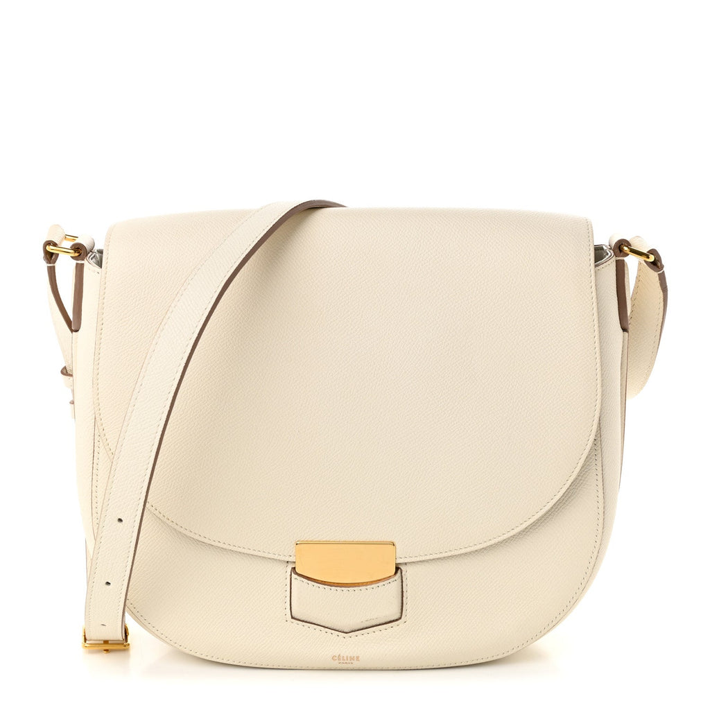 Celine Grained Calfskin Small Trotteur White