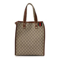Gucci GG Plus Monogram Small Signature Web Loop Vertical Tote Light Brown