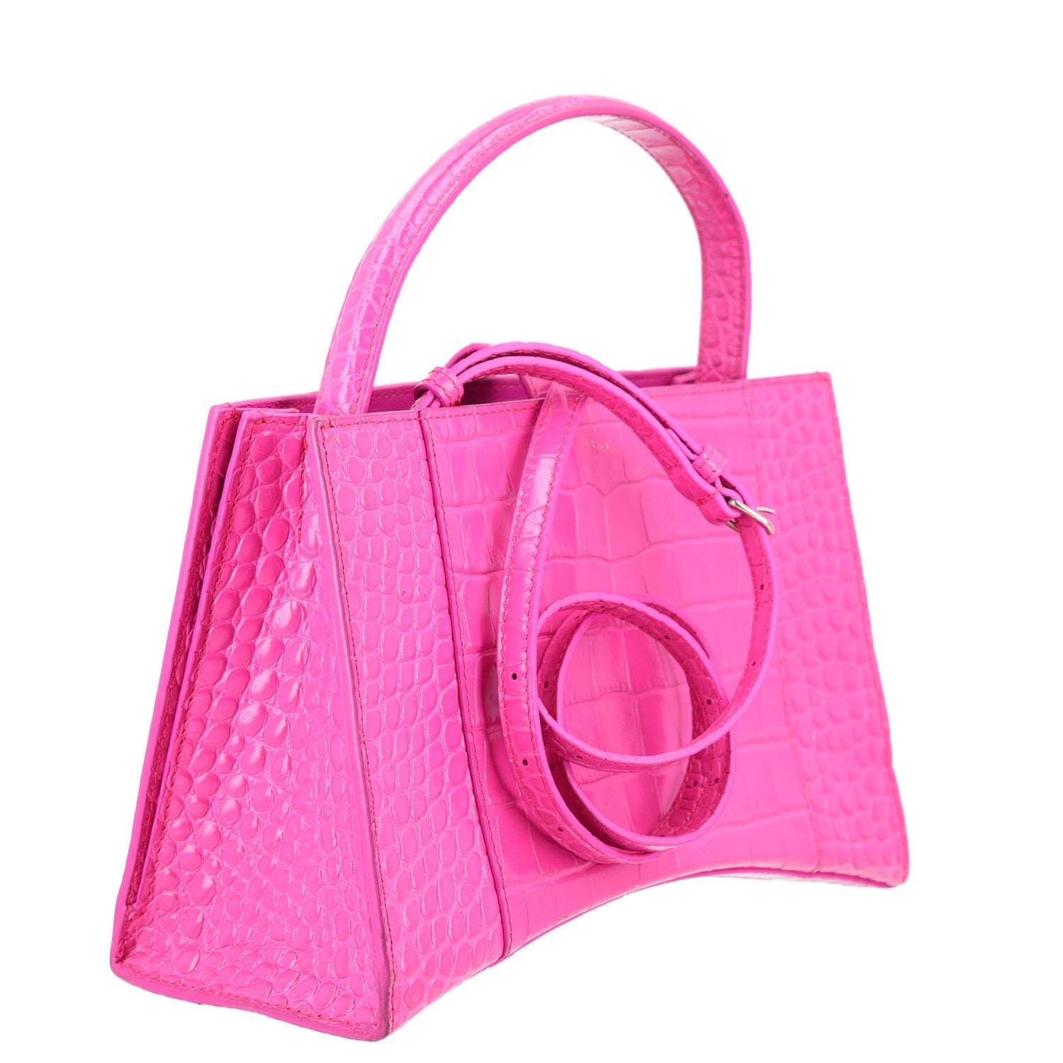 Balenciaga Grained Calfskin XS Hourglass East West Tote Lipstick Pink