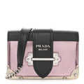 Prada Metallic Vitello Saffiano Cahier Bag Ibisco Black