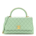 Chanel Caviar Quilted Small Coco Chain Handle Flap Light Green