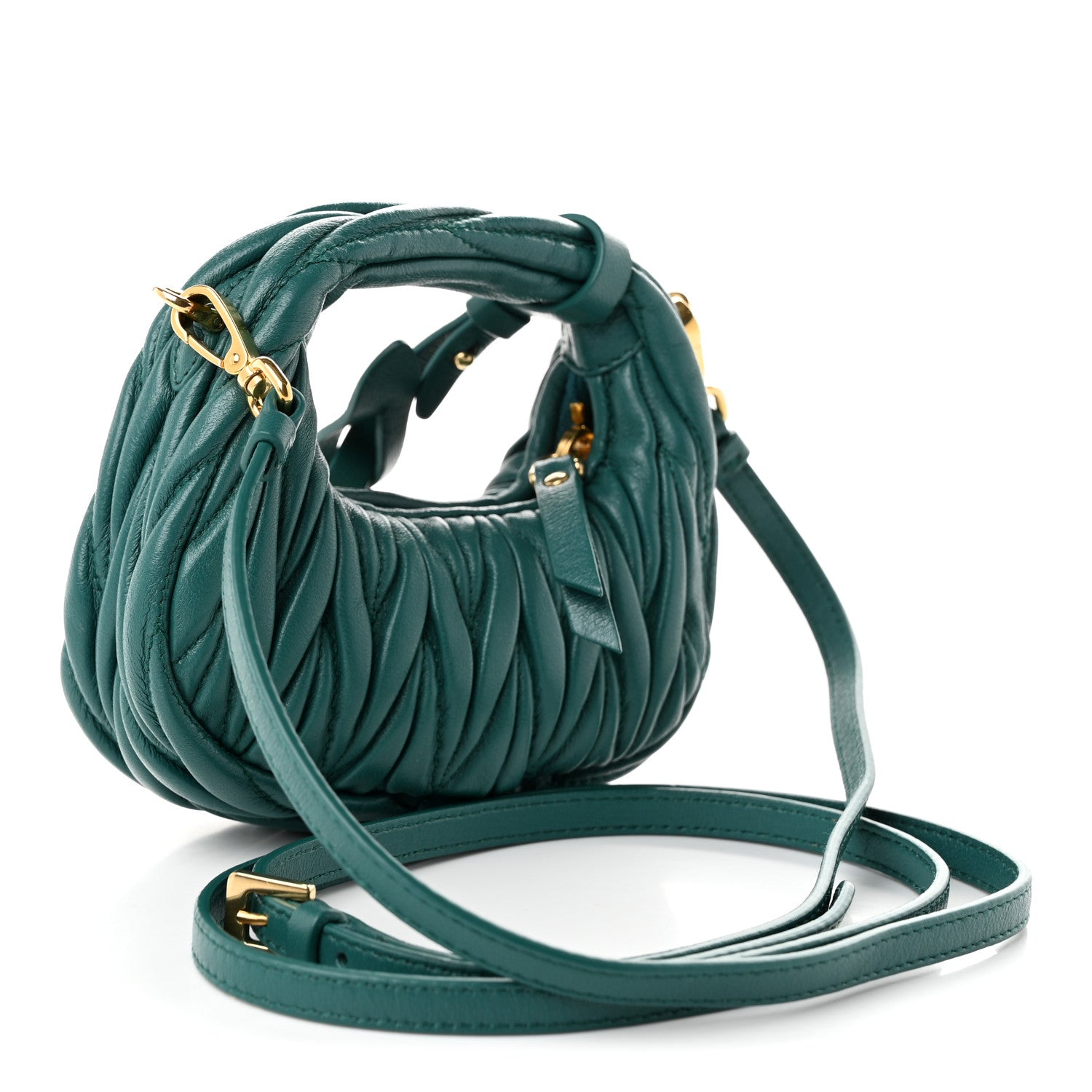 Miu Miu Nappa Matelasse Micro Wander Hobo Laguna