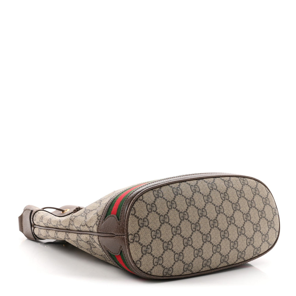 Gucci GG Supreme Monogram Web Ophidia Bucket Bag Brown