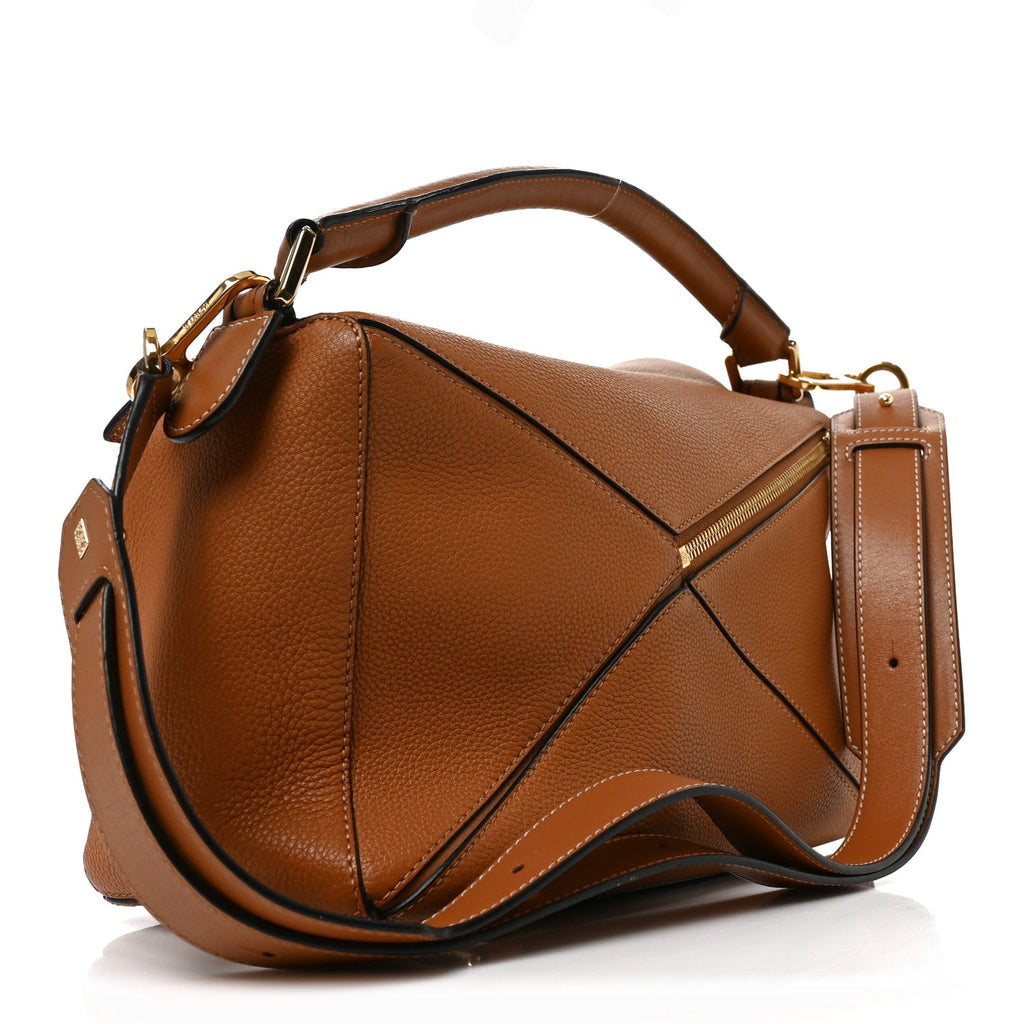 Loewe Calfskin Medium Puzzle Bag Tan
