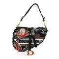 Dior Canvas Embroidered Camouflage Flowers Saddle Bag Black Multicolor