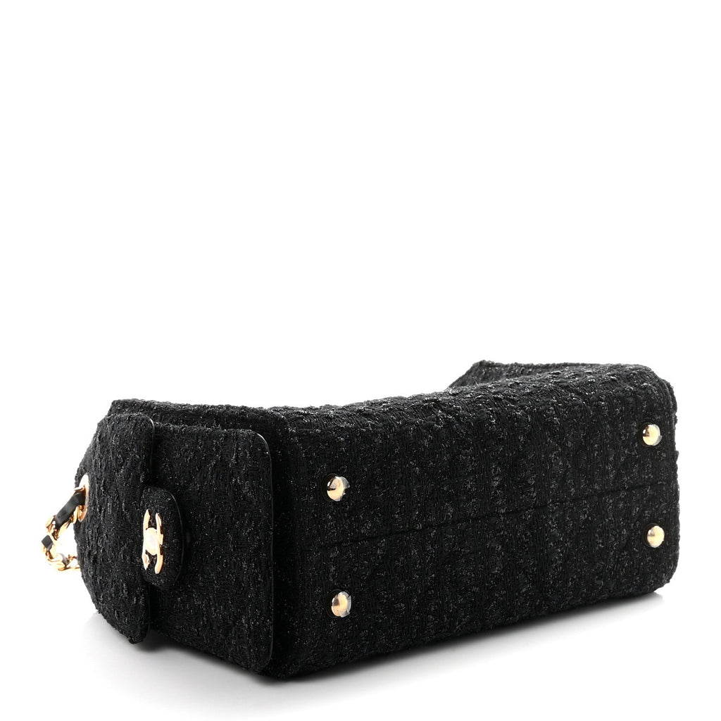 Chanel Tweed Quilted Mini Chanel 25 Handbag Black