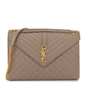 Saint Laurent Grain De Poudre Mixed Matelasse Large Triquilt Monogram Satchel Nude Powder
