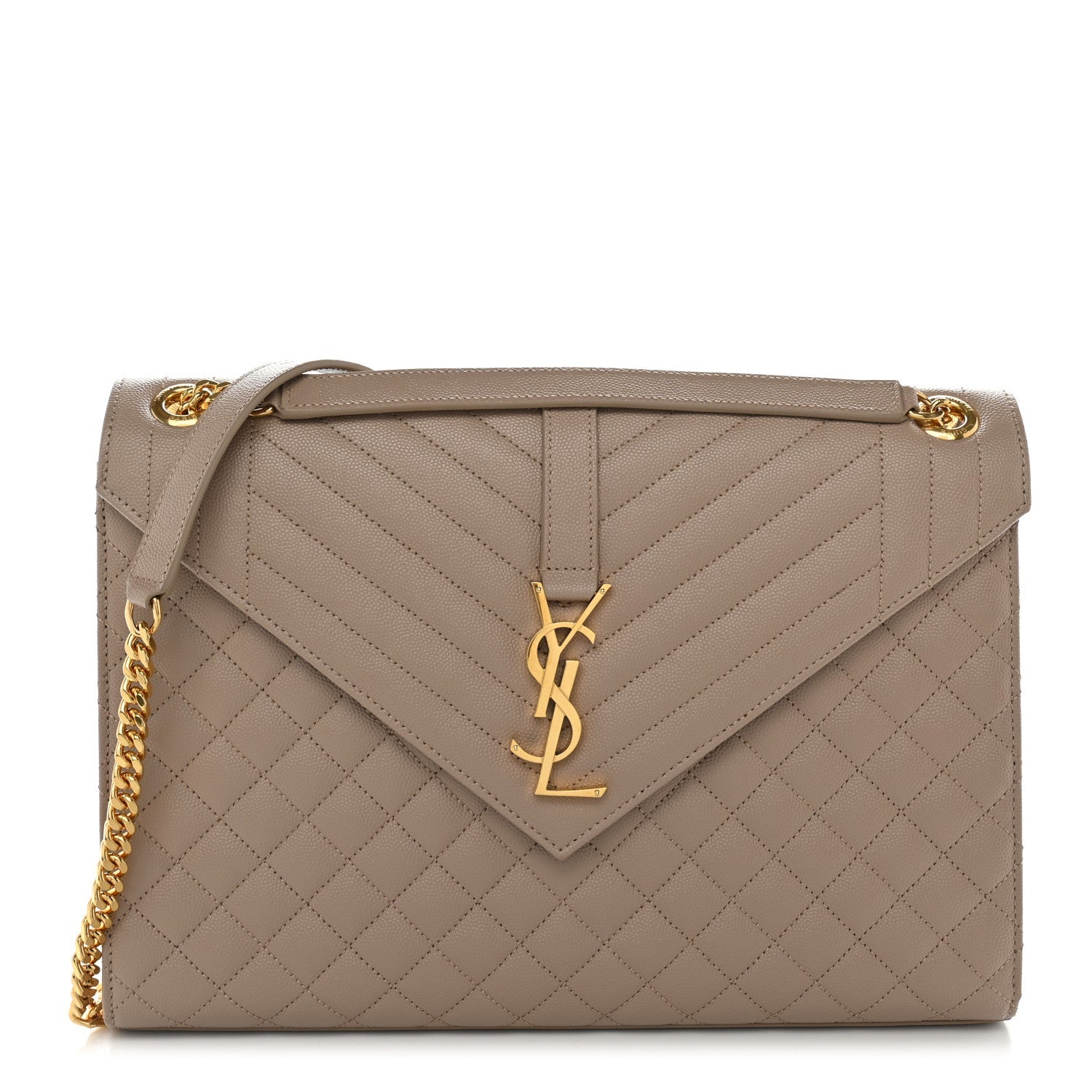 Saint Laurent Grain De Poudre Mixed Matelasse Large Triquilt Monogram Satchel Nude Powder