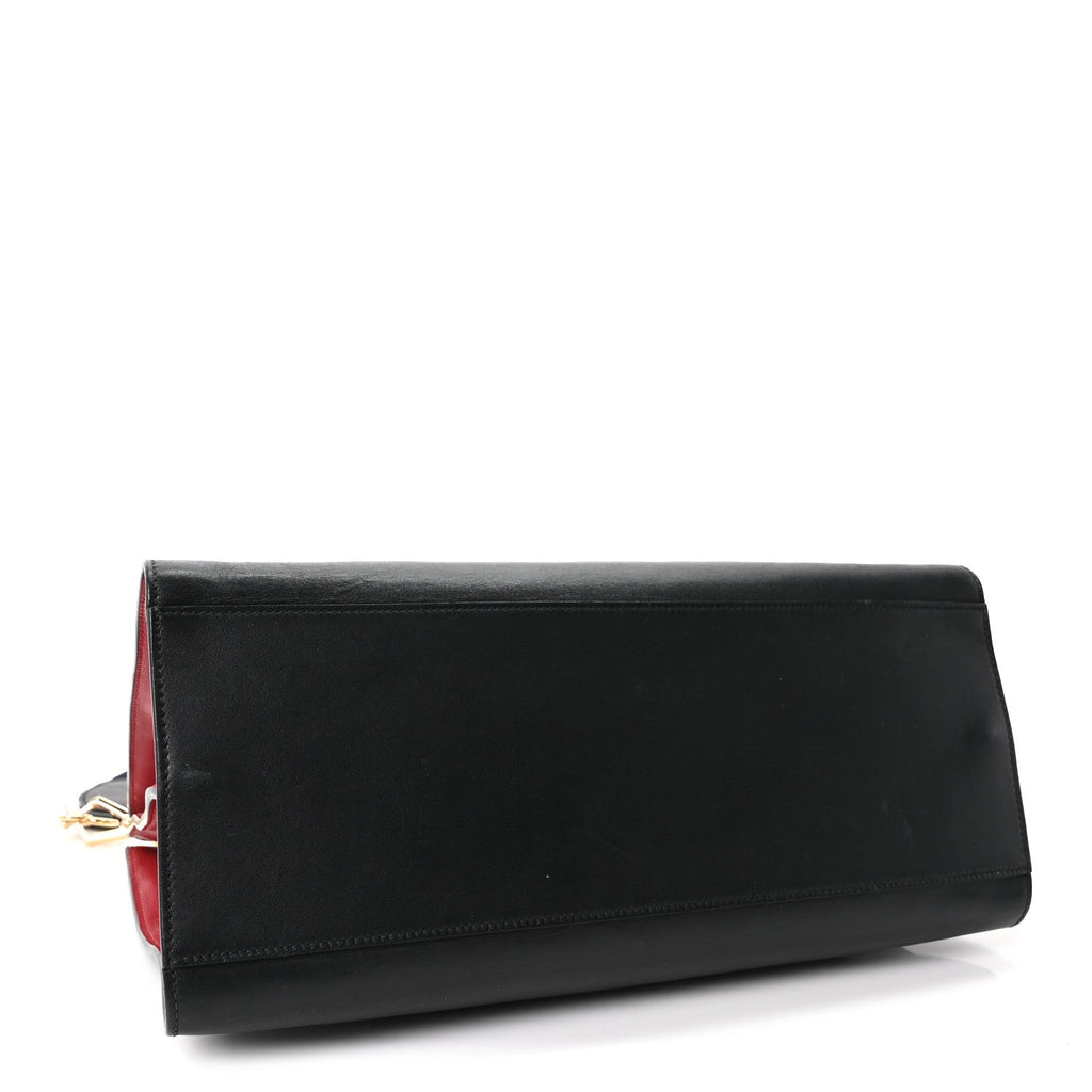 Gucci Nappa Bamboo Web Medium Nymphaea Top Handle Bag Black