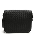Bottega Veneta Nappa Intrecciato Crossbody Messenger Flap Black
