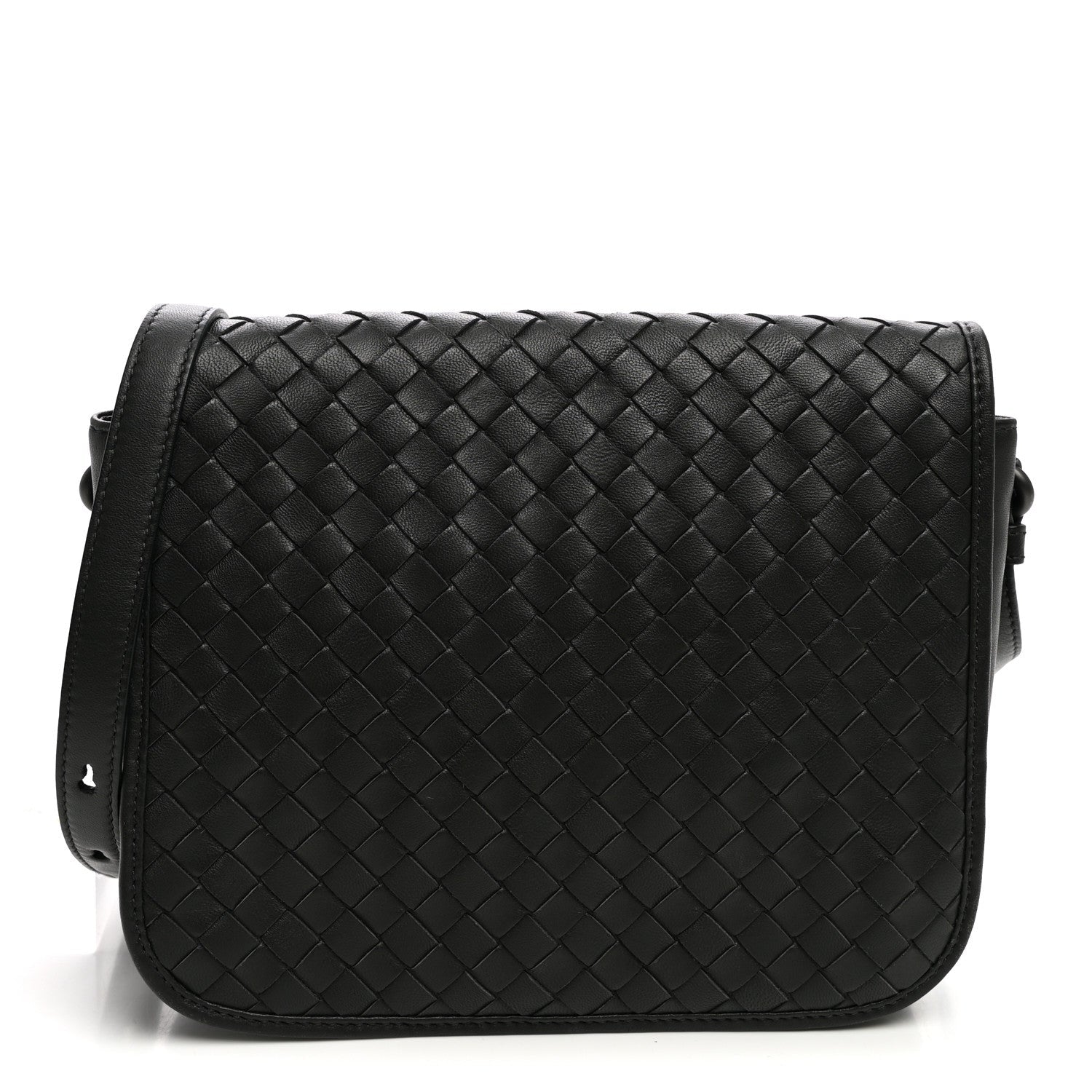 Bottega Veneta Nappa Intrecciato Crossbody Messenger Flap Black