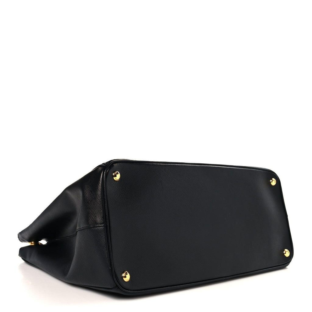 Pradaaffiano Lux Extra Large Galleria Double Zip Tote Black