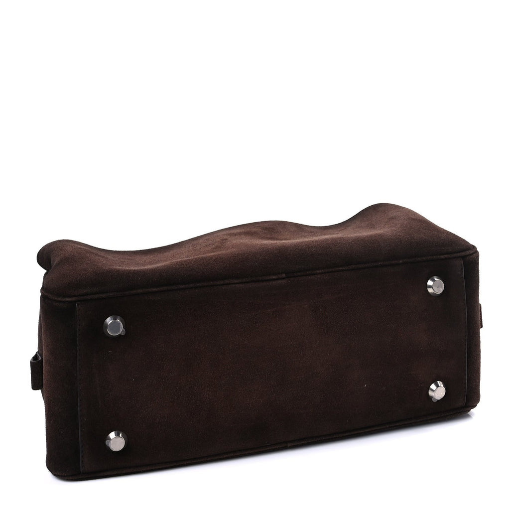 Balenciaga Suede Calfskin Small Carrie Bowling Bag Light Espresso