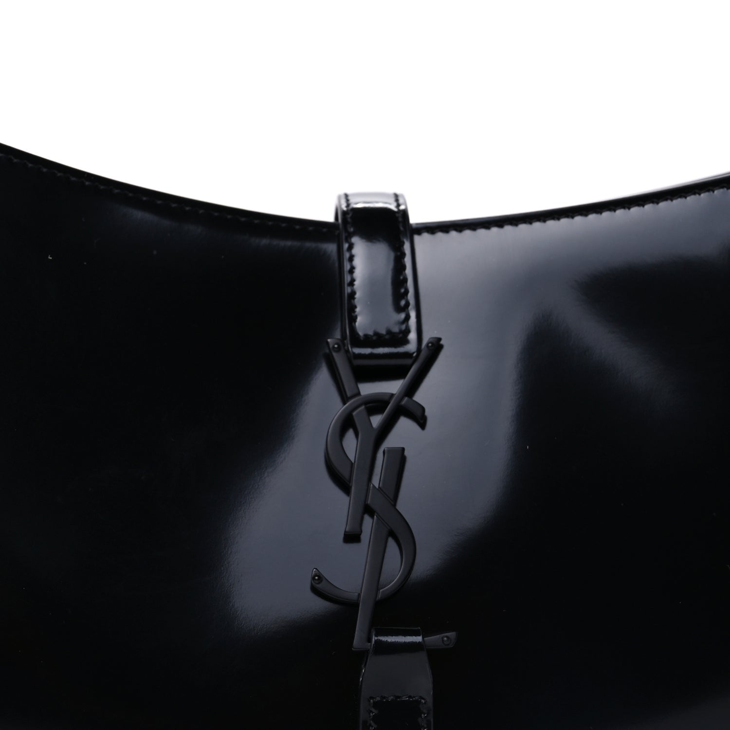 Saint Laurent Patent Le 5 A 7 Monochrome Hobo Black