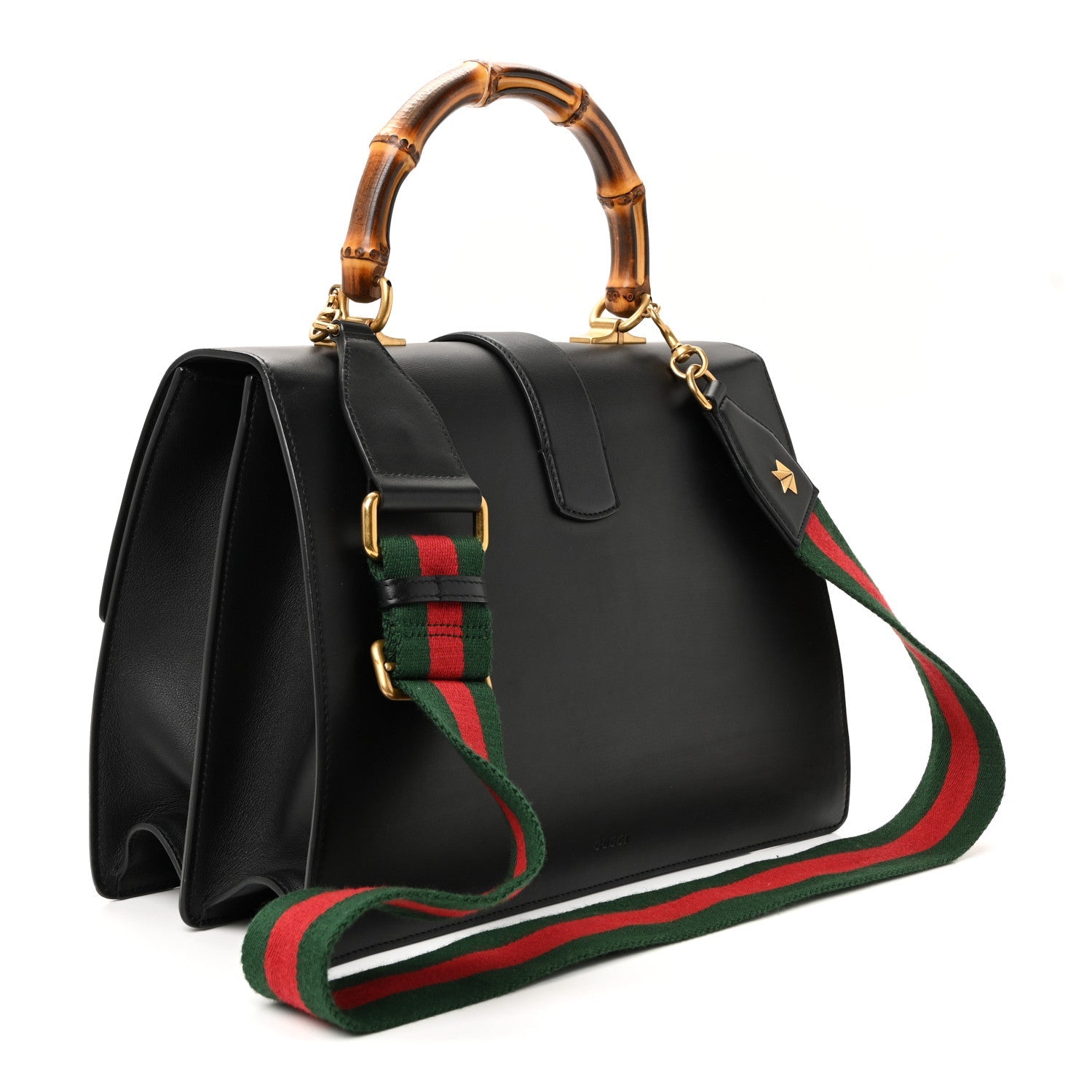 Gucci Moon Calfskin Web Large Dionysus Bamboo Top Handle Bag Black