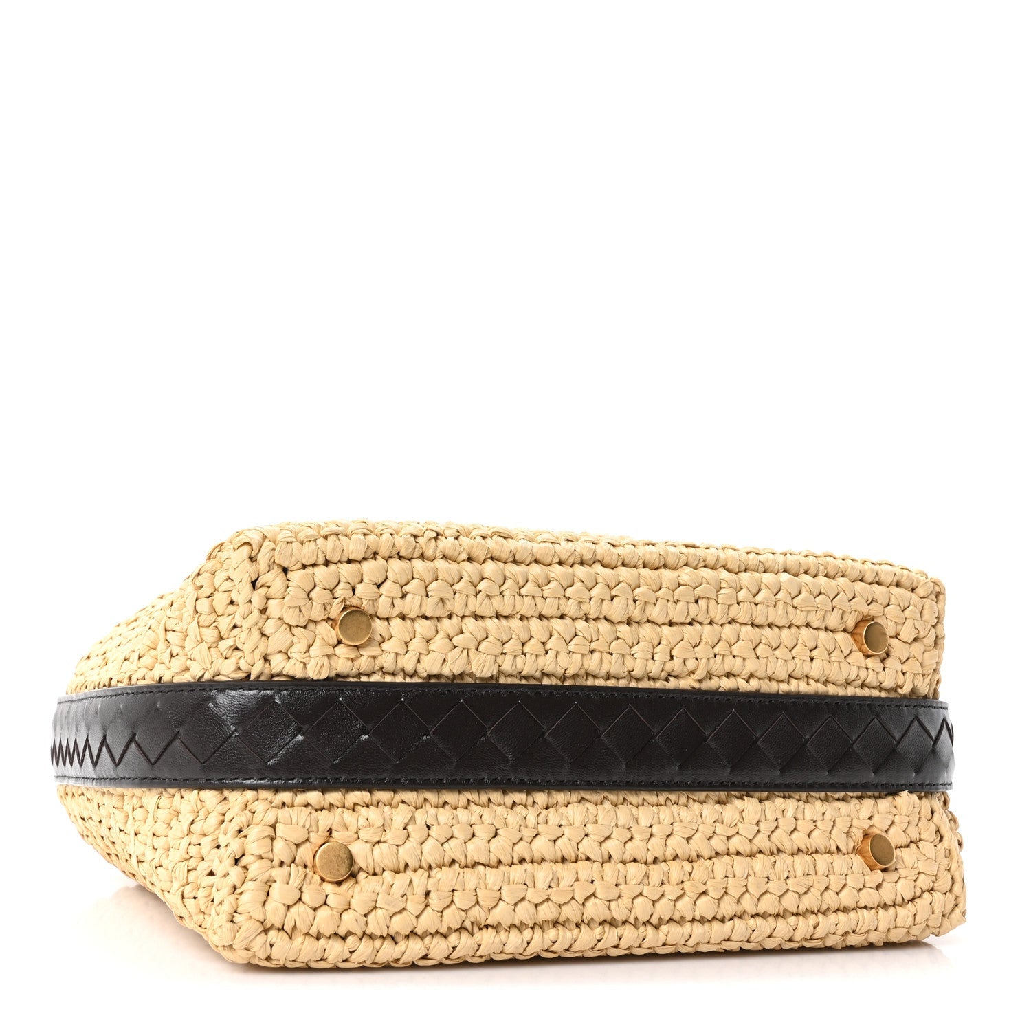 Bottega Veneta Raffia Woven Nappa Intrecciato Mini Wallace Natural Fondant