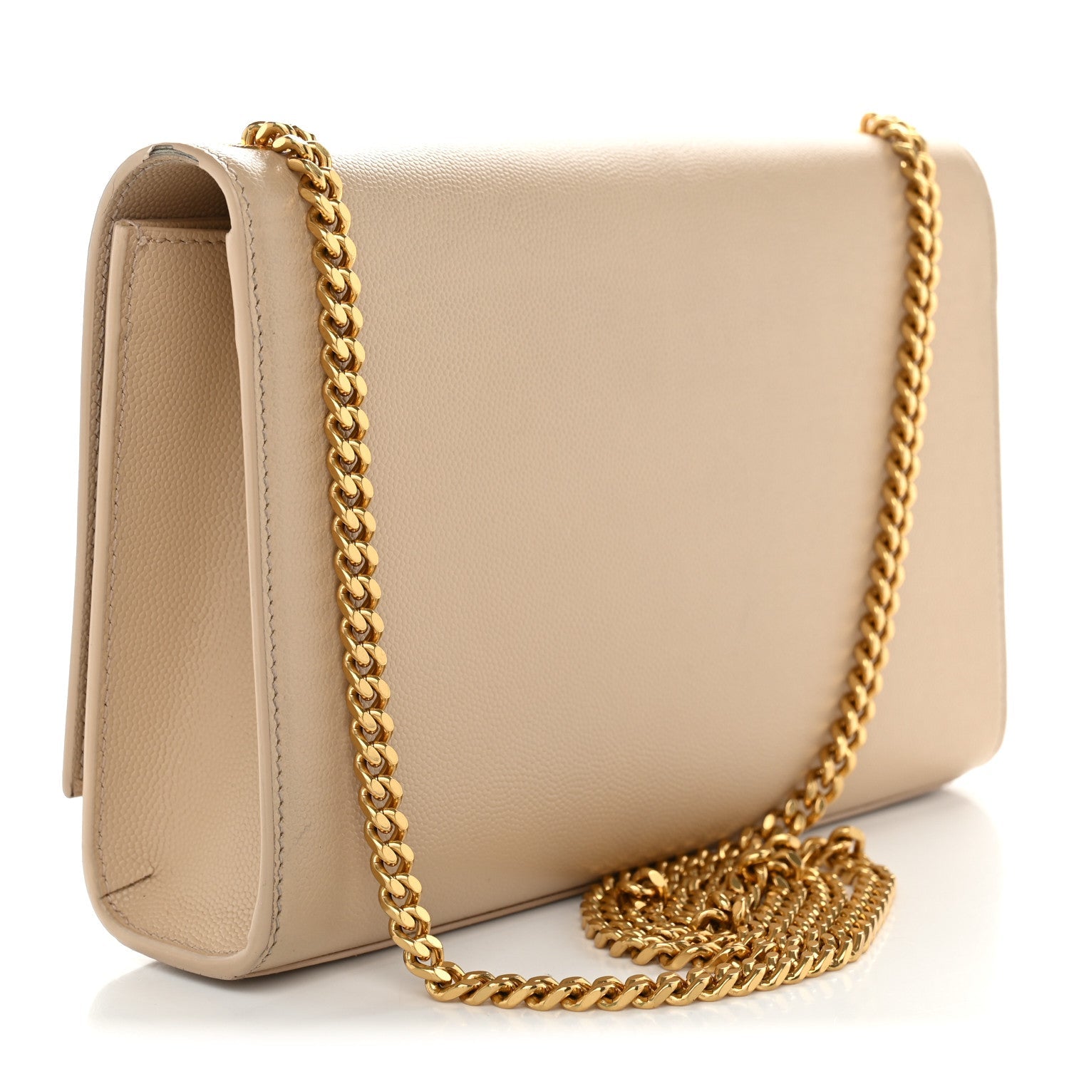 Saint Laurent Grain De Poudre Medium Monogram Kate Satchel Dark Beige