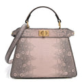 Fendi Lizard Togo Lucido Petite Peekaboo I SEE U Satchel Soft Berry