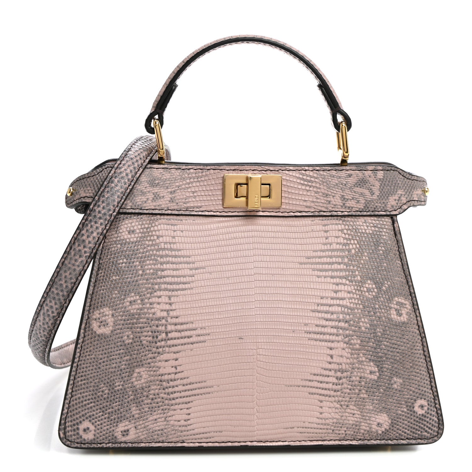 Fendi Lizard Togo Lucido Petite Peekaboo I SEE U Satchel Soft Berry