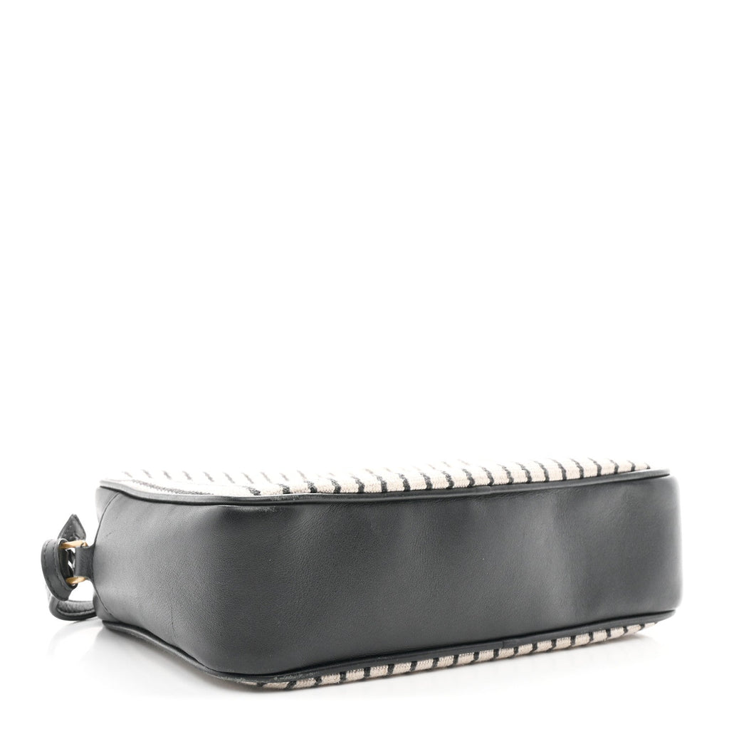Saint Laurent Canvas Calfskin Monogram Lou Camera Bag Black Grey Cream