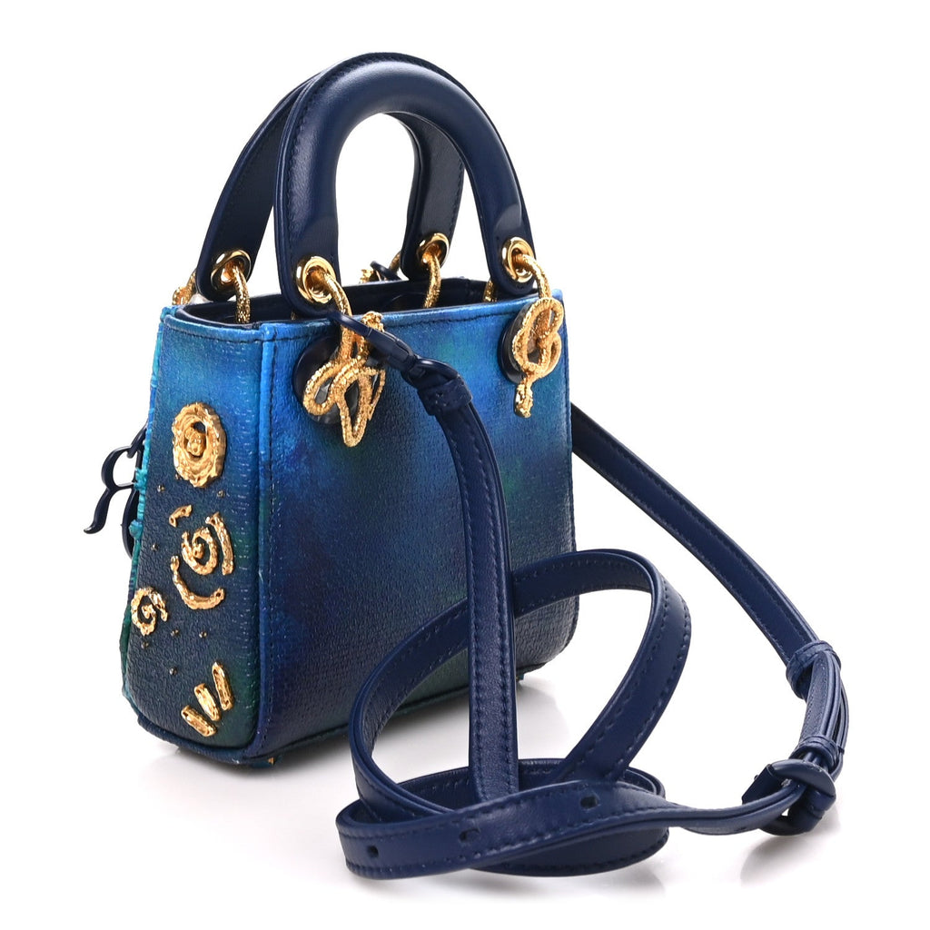 Dior X LINA IRIS VIKTOR Calfskin Embellished Micro Lady Dior Art Blue Multicolor