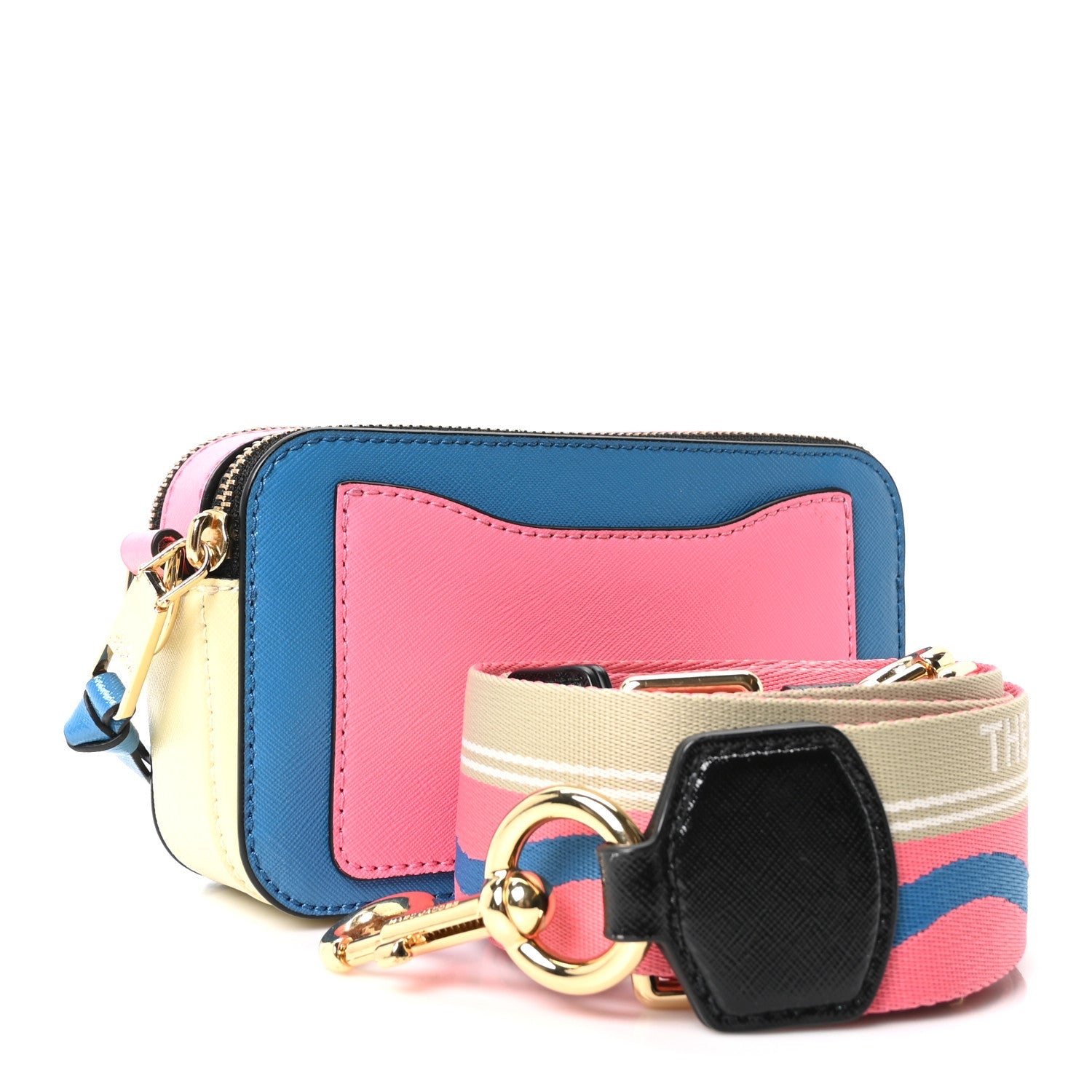 Saffiano Small Snapshot Camera Bag Blue Multicolor