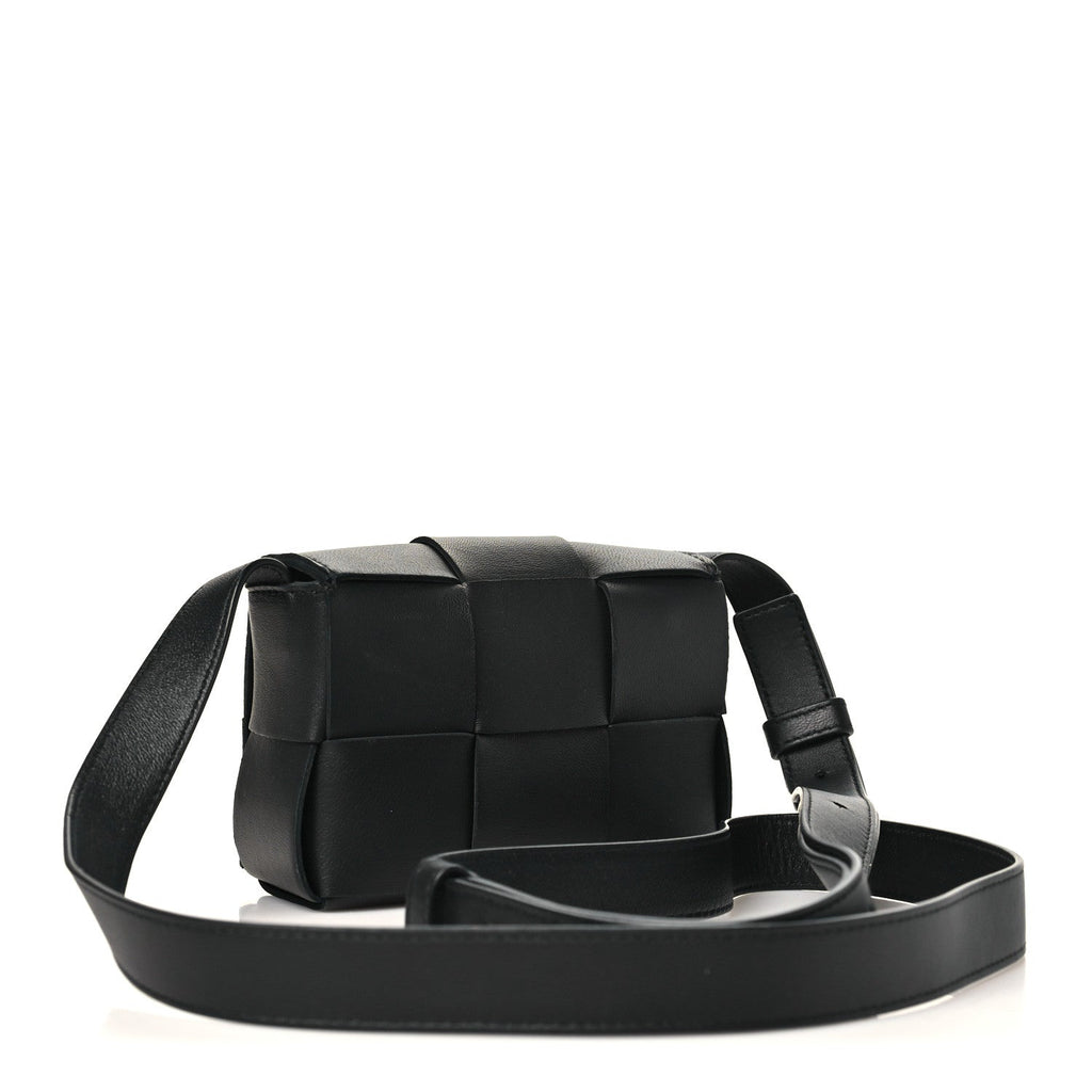 Bottega Veneta Lambskin Maxi Intreccio Candy Cassette Crossbody Bag Black