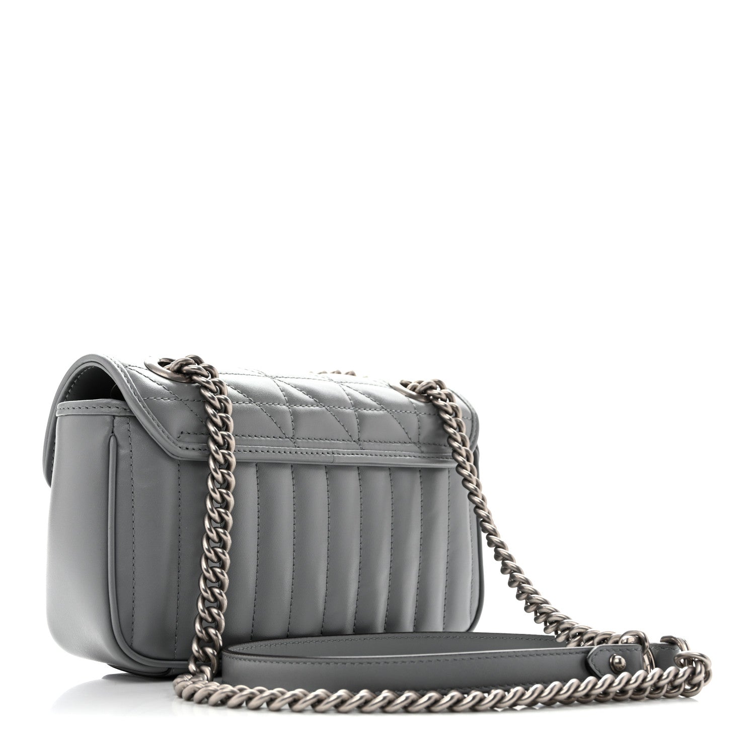 Gucci Calfskin Matelasse Aria Mini GG Marmont Shoulder Bag Deep Grey