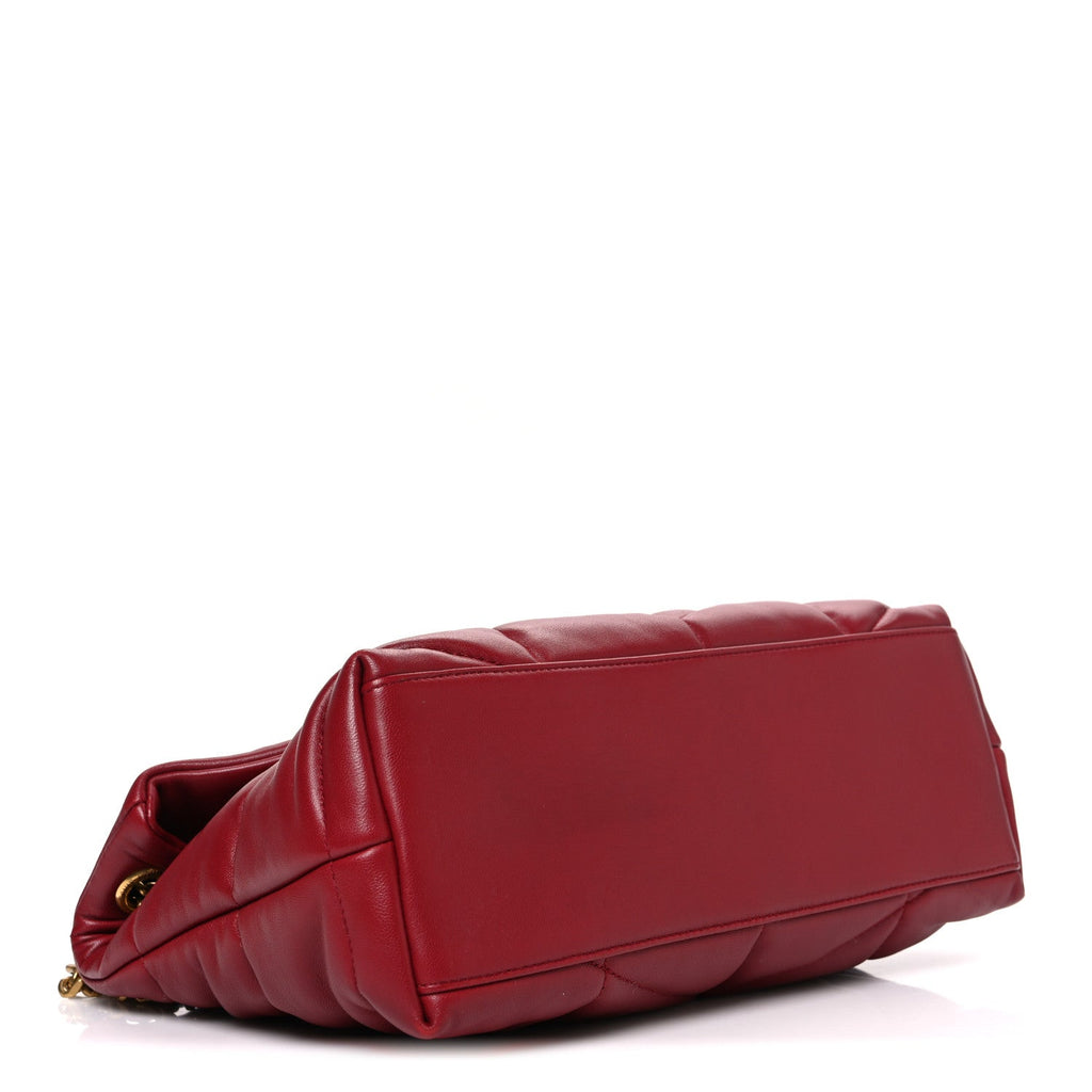 Saint Laurent Lambskin Quilted Small Loulou Puffer Monogram Chain Satchel Red