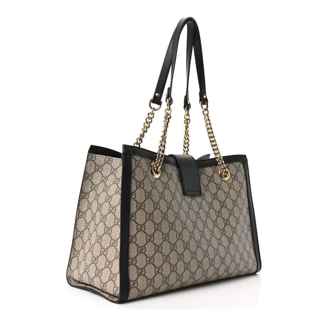 Gucci GG Supreme Monogram Medium Padlock Tote Black