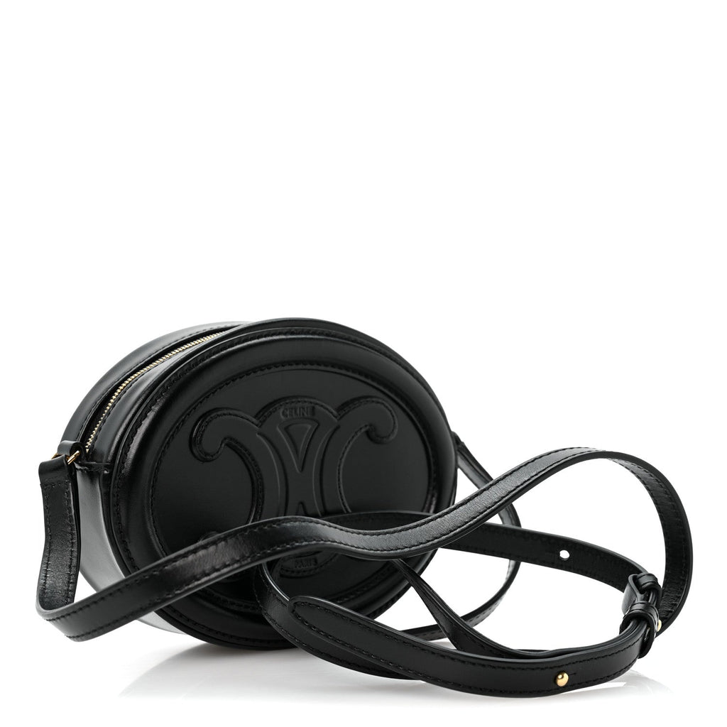 Celine Smooth Calfskin Cuir Small Triomphe Oval Crossbody Purse Black