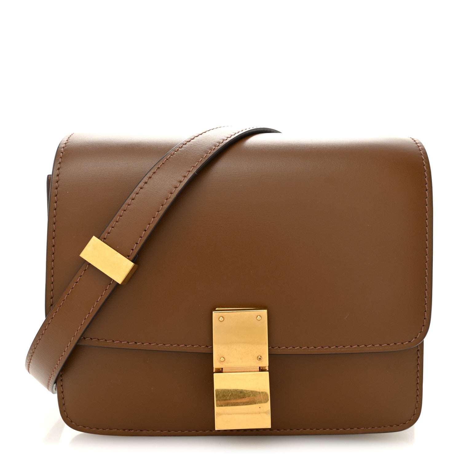 Celine Box Calfskin Small Classic Box Flap Bag Camel