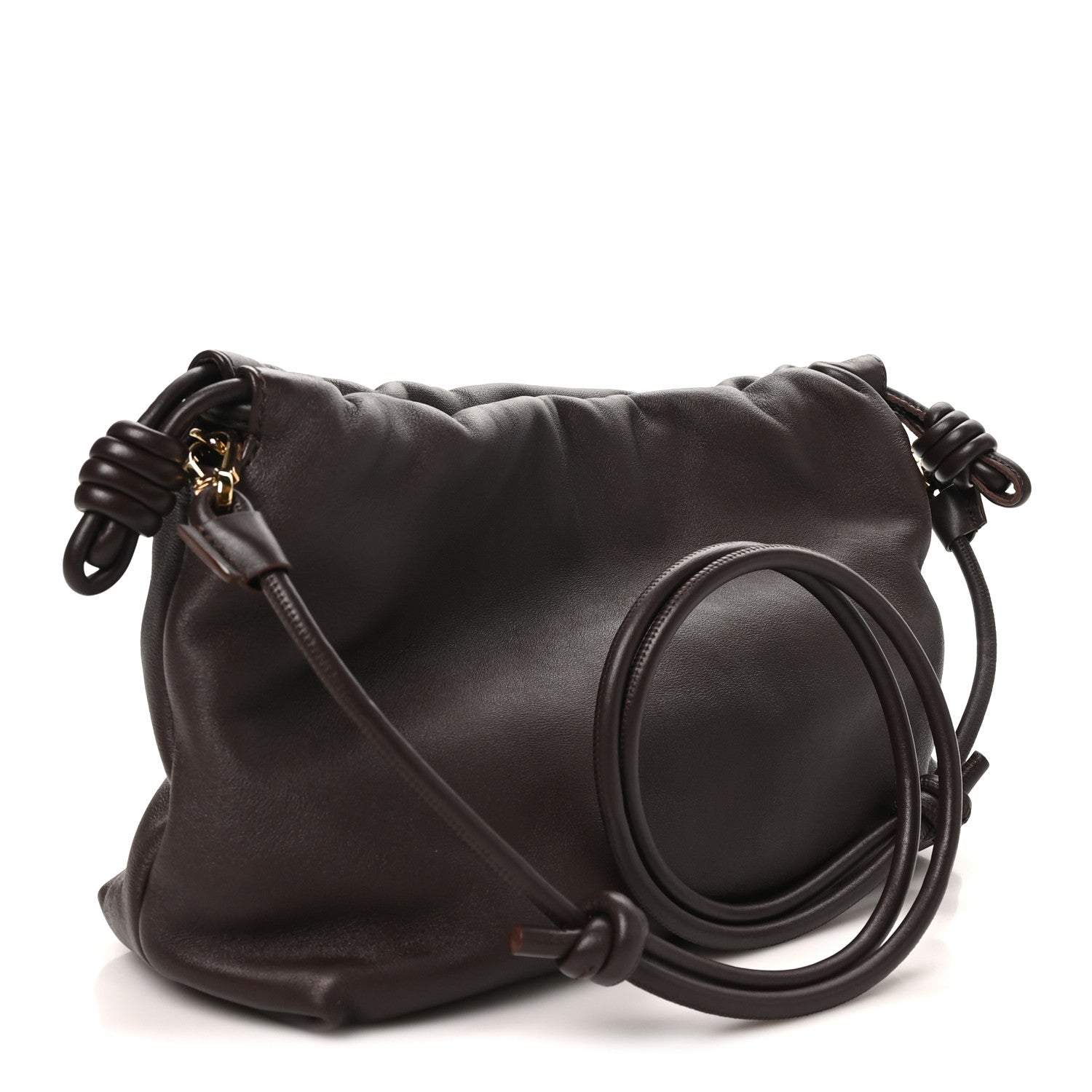Loewe Mellow Nappa Medium Donut Chain Flamenco Knot Clutch Dark Burgundy