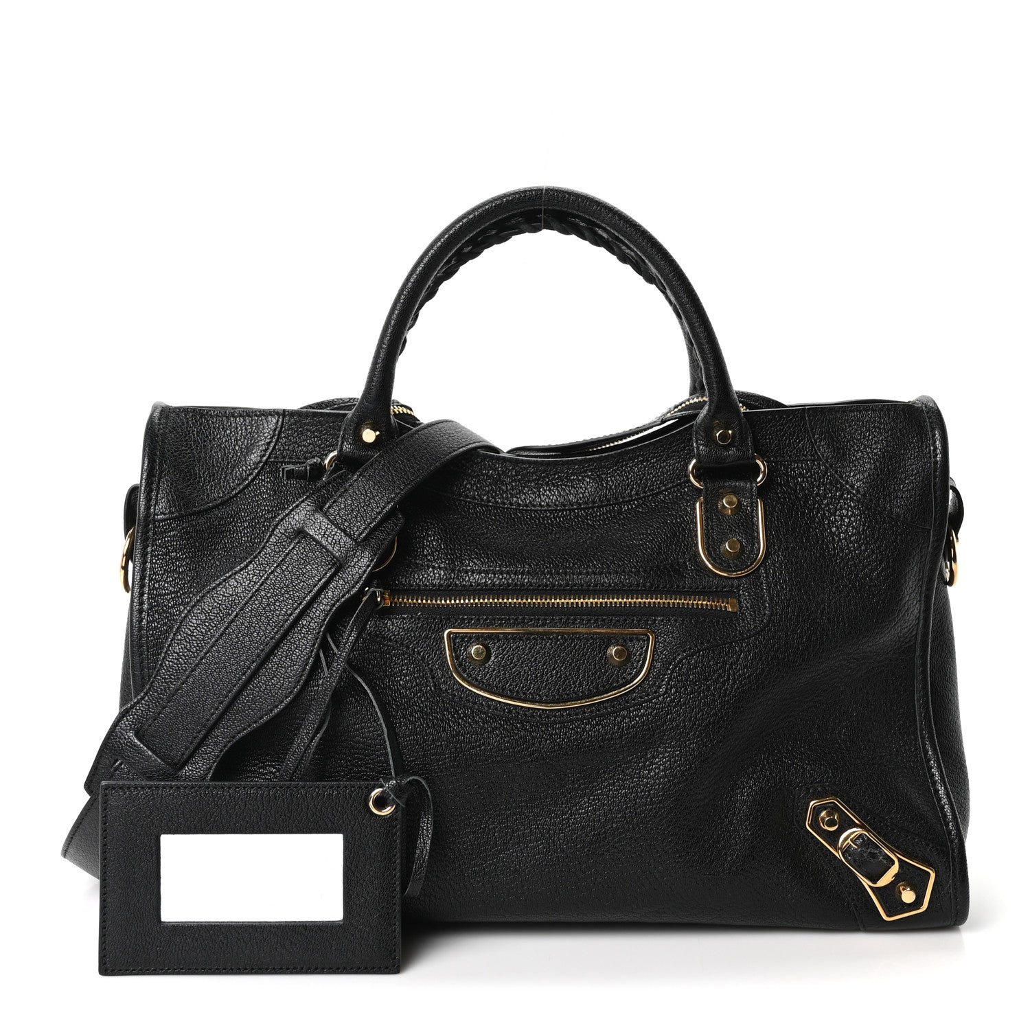 Balenciaga Chevre Gold Metallic Edge Hardware City Black