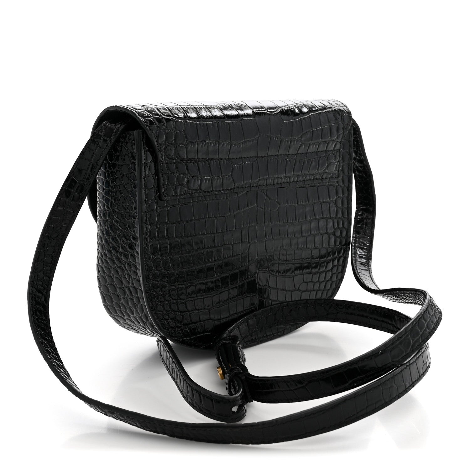 Saint Laurent Crocodile Embossed Calfskin Small Kaia Satchel Black