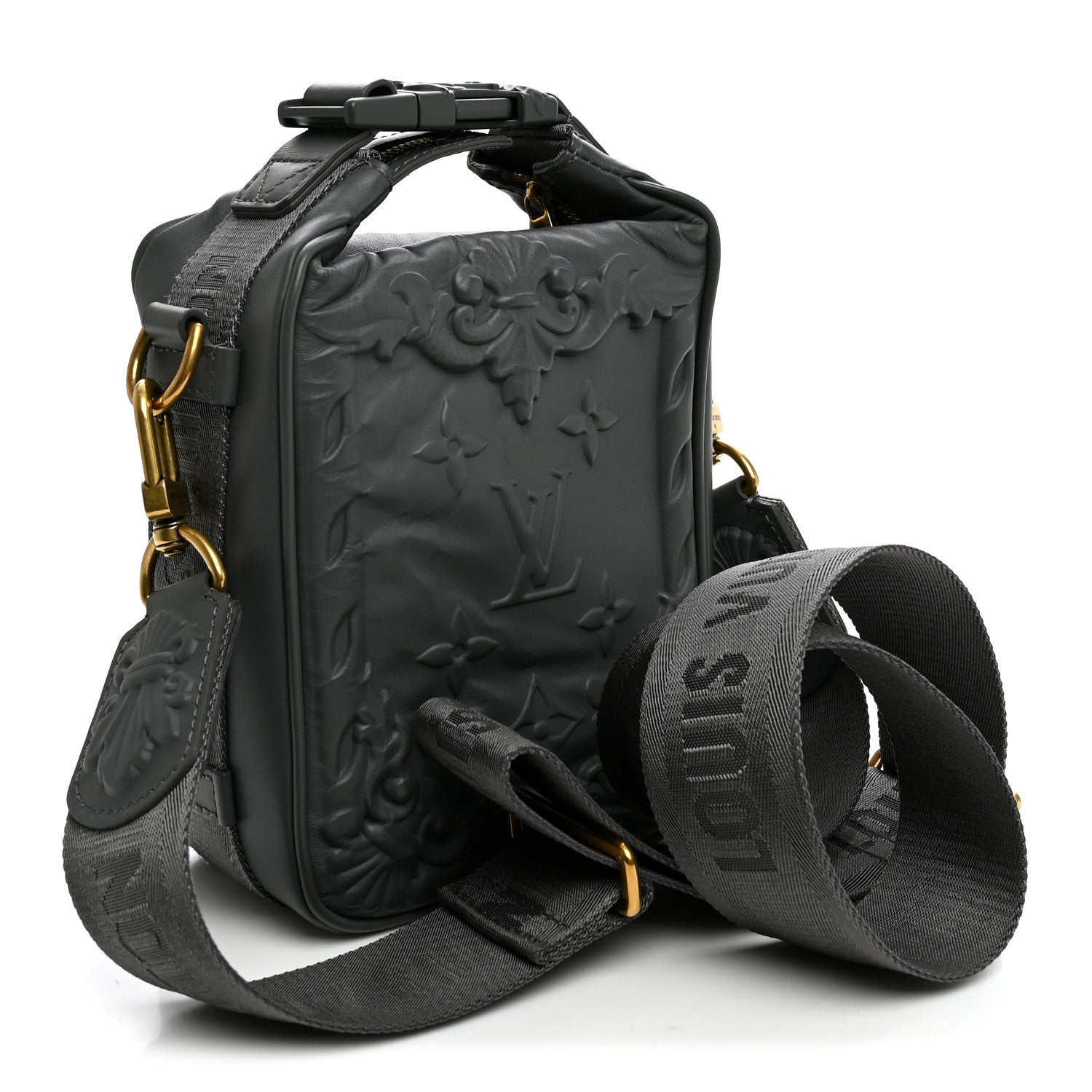 Louis Vuitton Calfskin Monogram Embossed Cruiser Messenger Dark Shadow Gray