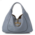 Gucci Grained Calfskin Softbit Medium Shoulder Bag Dusty Blue
