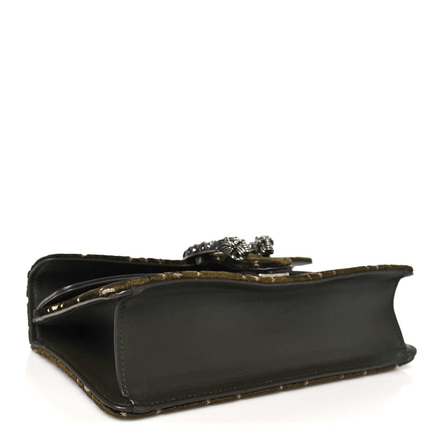 Gucci Velvet Moon Calfskin Crystal GG Monogram Small Dionysus Shoulder Bag Dark Olive Rose Gold