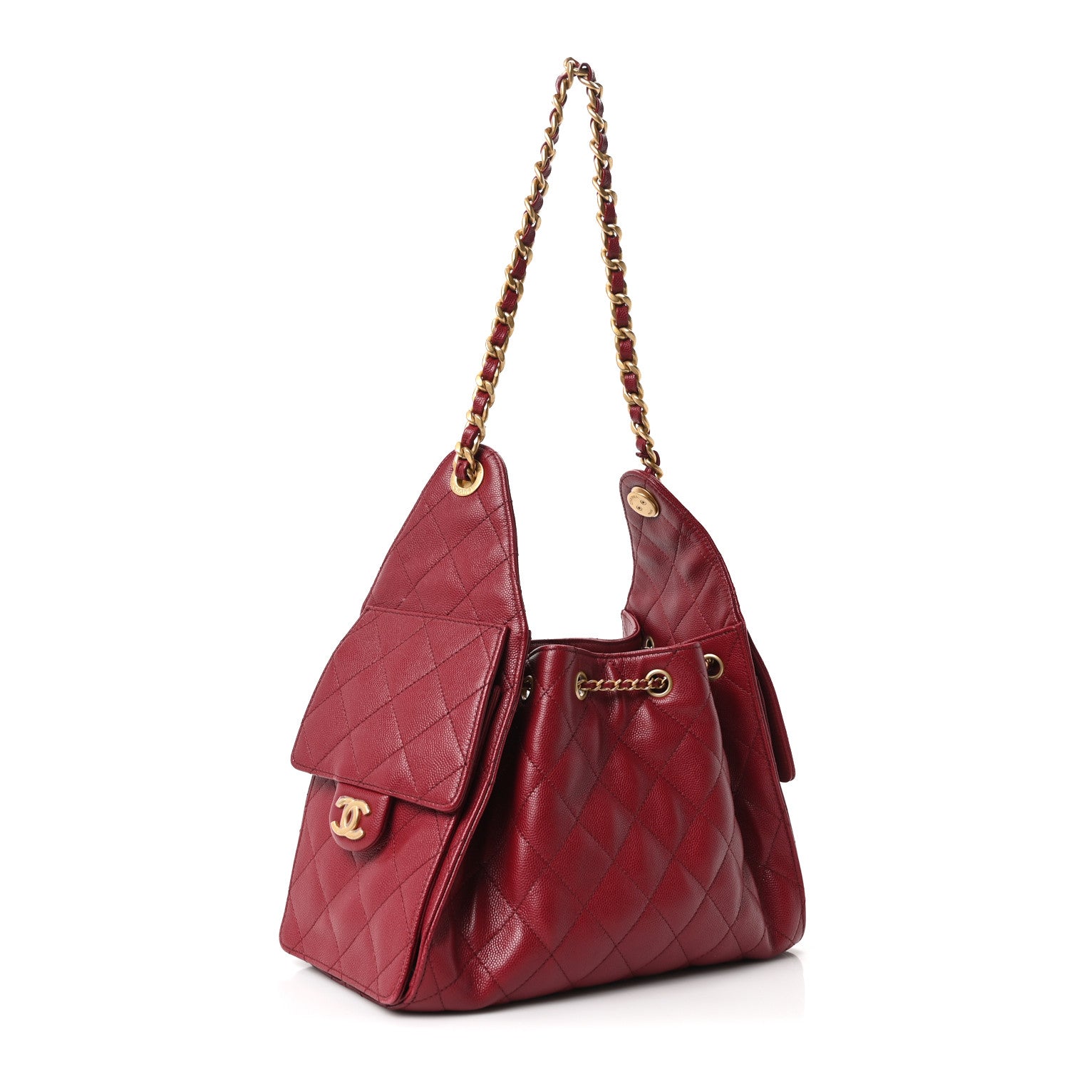 Chanel Caviar Quilted Small Chanel 25 Handbag Burgundy