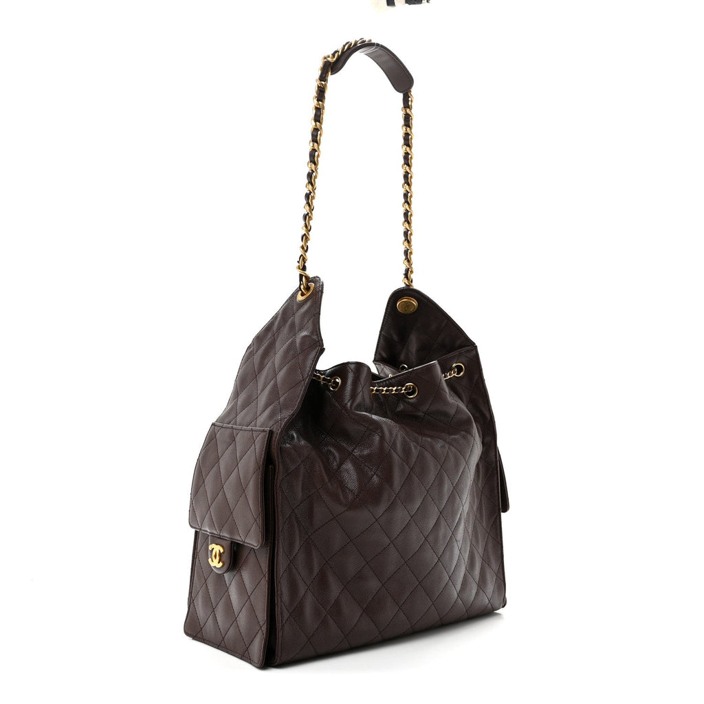 Chanel Caviar Quilted Medium Chanel 25 Handbag Dark Brown