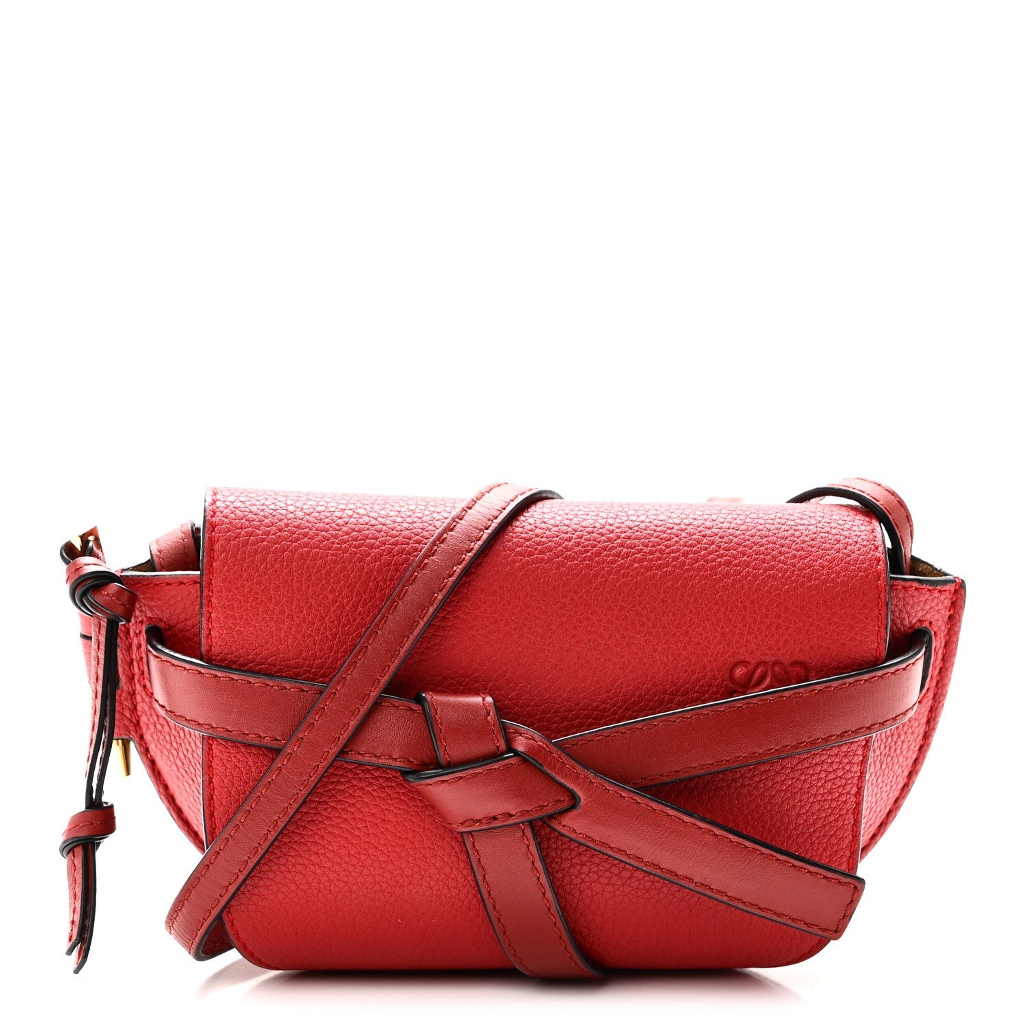 Loewe Grained Calfskin Mini Gate Crossbody Bag Scarlet Burnt Red