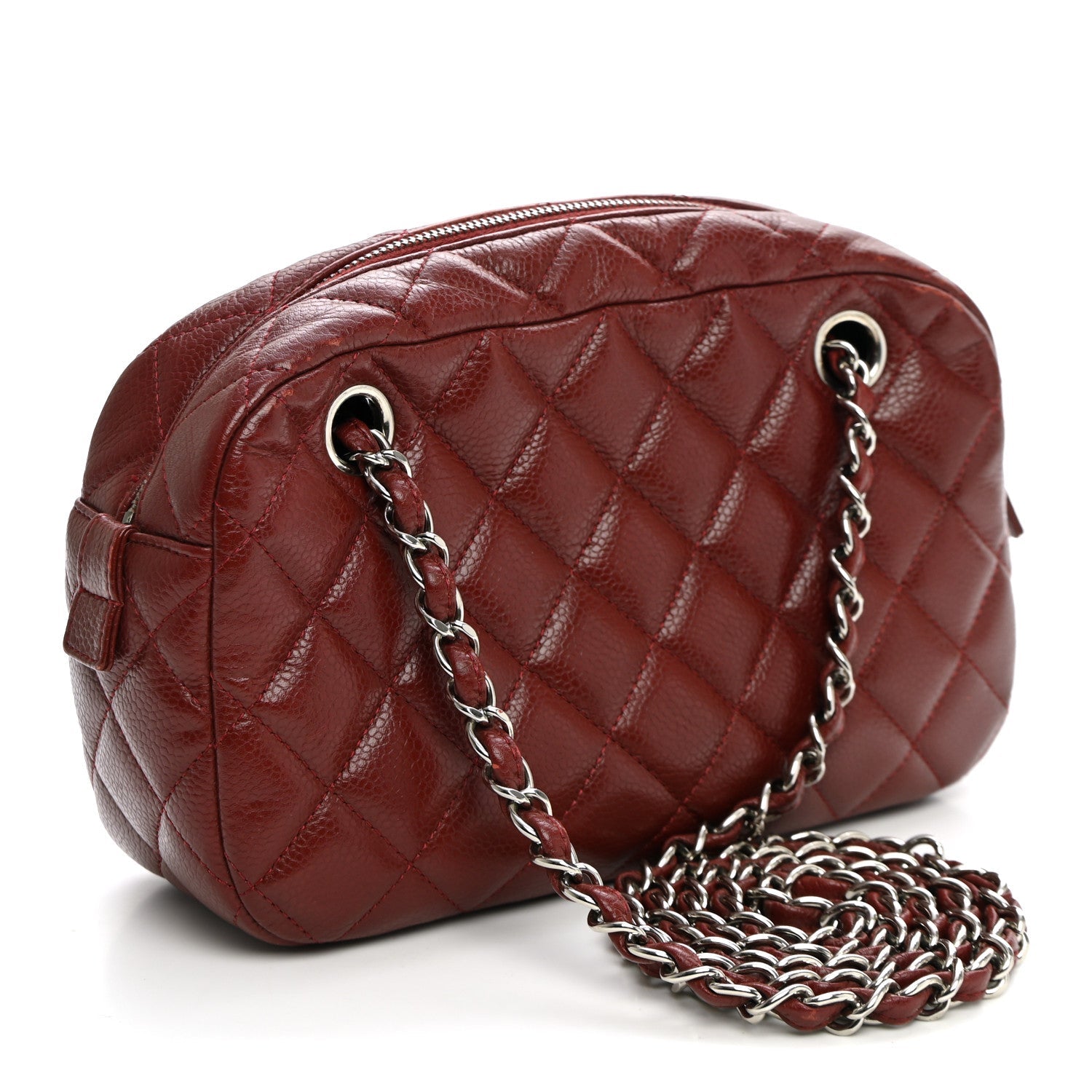 Chanel Caviar Quilted Camera Case Burgundy