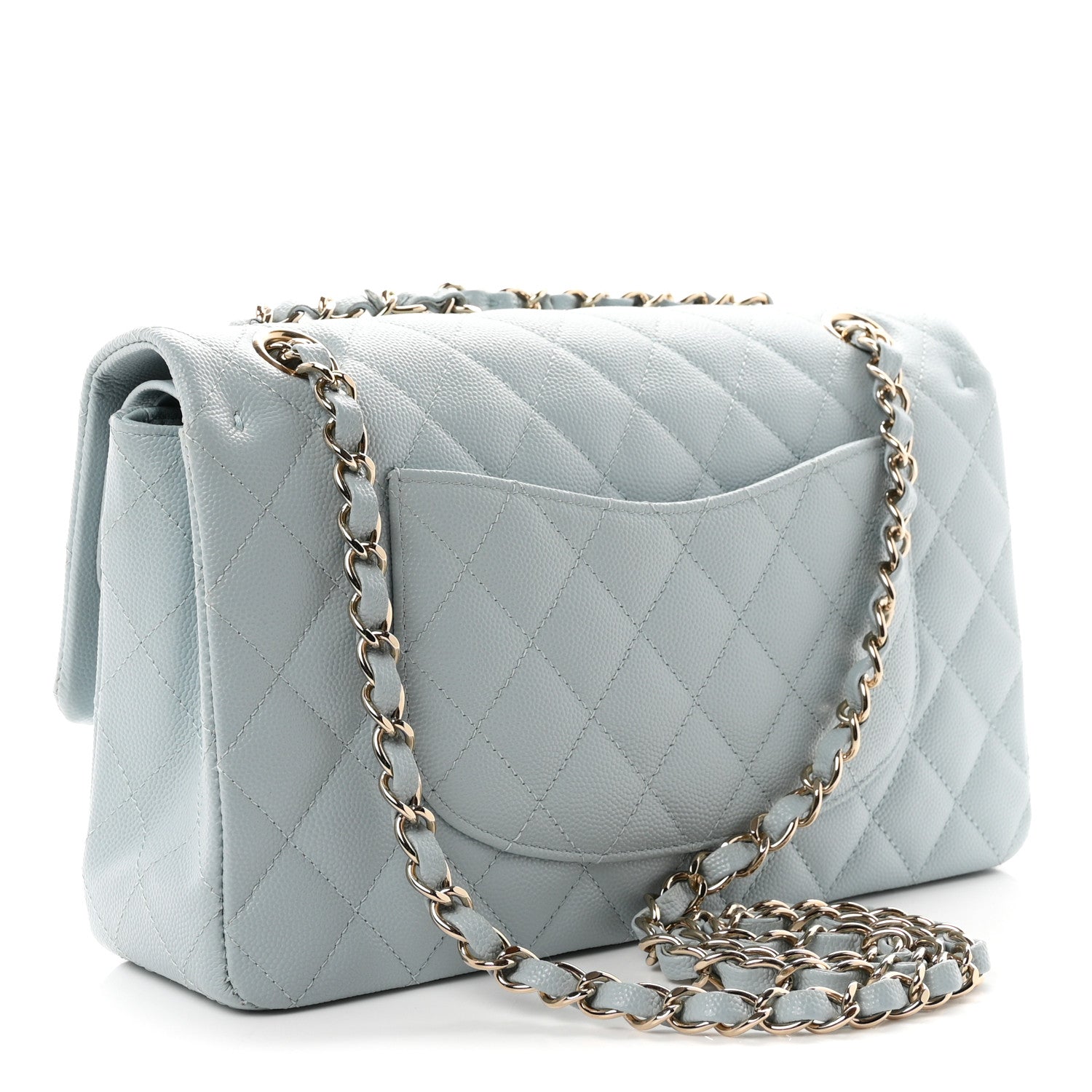 Chanel Caviar Quilted Medium Double Flap Light Blue